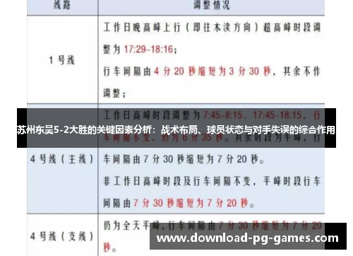 苏州东吴5-2大胜的关键因素分析：战术布局、球员状态与对手失误的综合作用